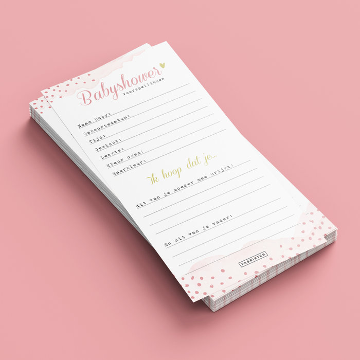 Invulkaarten Babyshower Roze