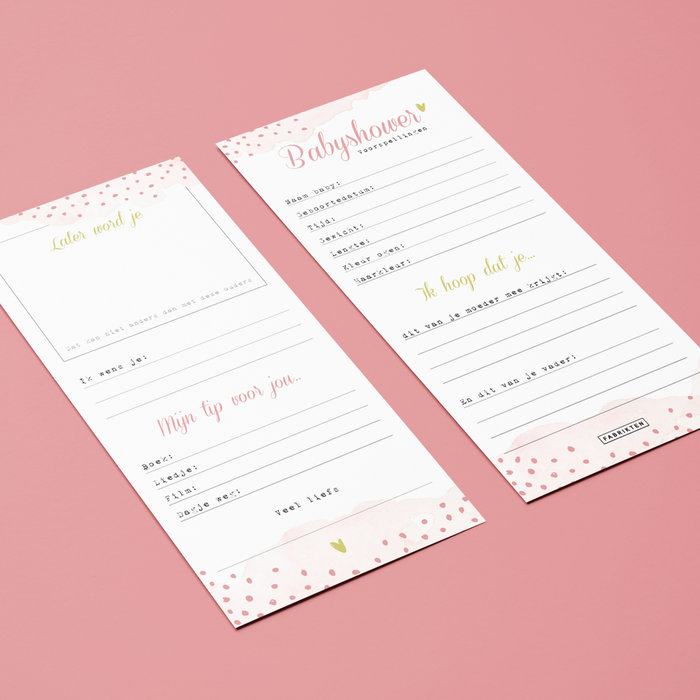 Invulkaarten Babyshower Roze