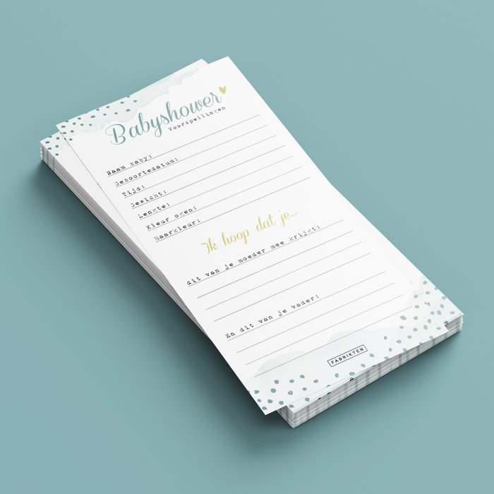 Invulkaarten Babyshower Blauw