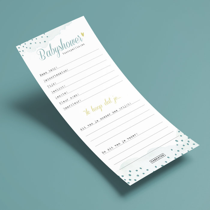 Invulkaarten Babyshower Blauw