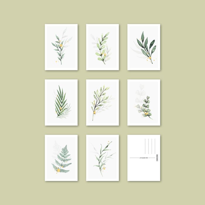 Ansichtkaartenset Botanisch Goud