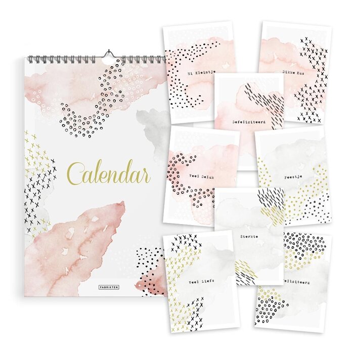 Fabrikten verjaardagskalender + ansichtkaarten Waterverf bundel