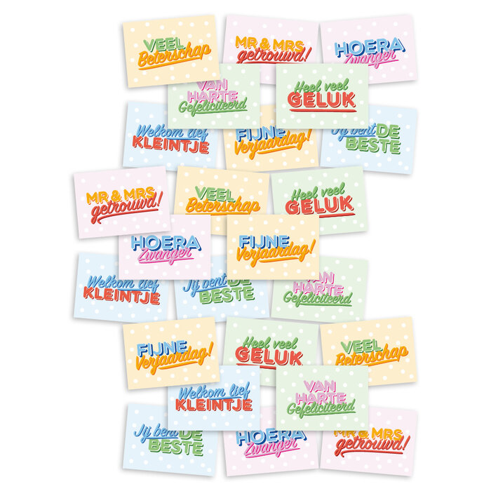 Ansichtkaarten kleurrijke tekst bundel A6