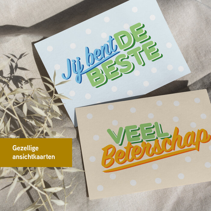 Ansichtkaarten kleurrijke tekst bundel A6