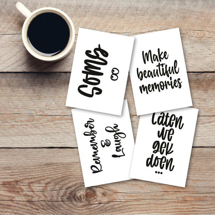 Kaarten set met quotes – 16 stuks - mini posters - wenskaarten