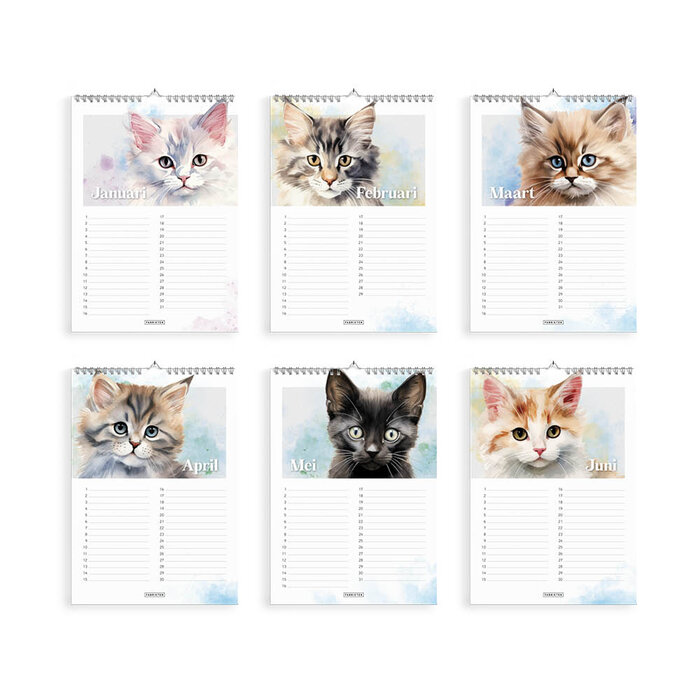 Verjaardagskalender Katten A4