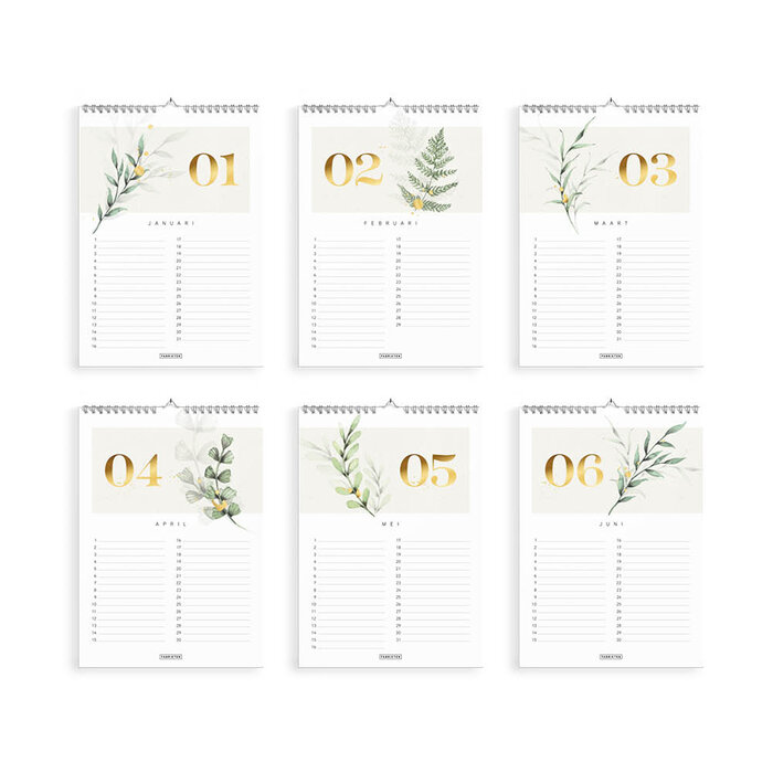 Fabrikten verjaardagskalender + weekplanner Botanisch Goud Bundel A4
