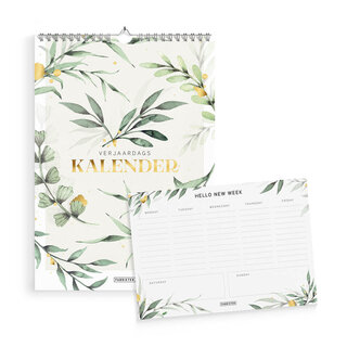 Verjaardagskalender + compacte weekplanner Botanisch Goud