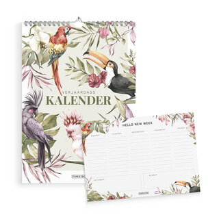 Verjaardagskalender + compacte weekplanner Tropisch