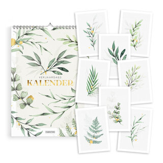 Verjaardagskalender + ansichtkaarten Botanisch Goud