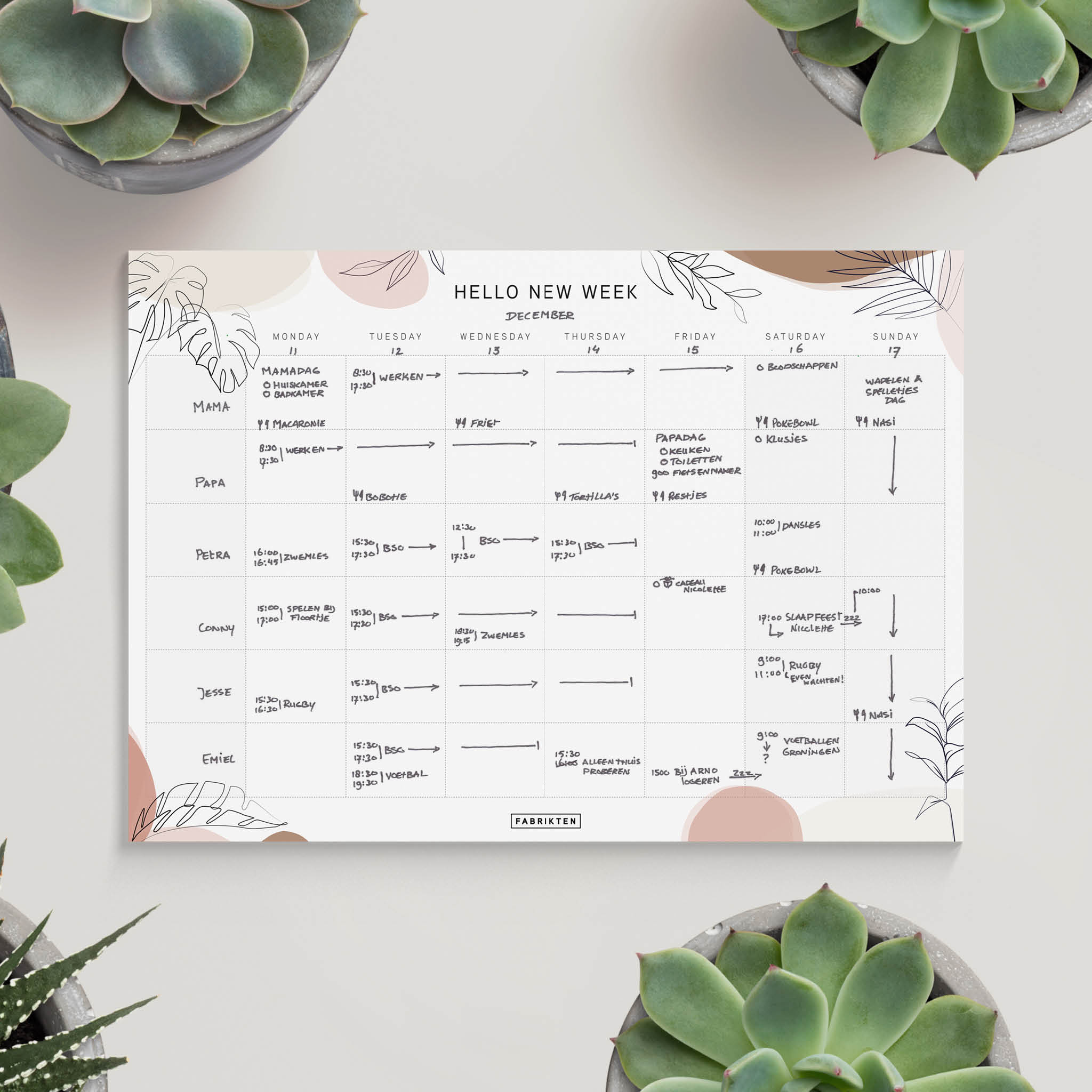 Weekplanners dieren