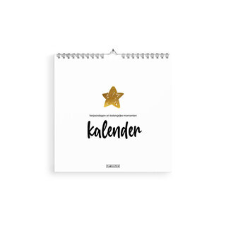 Verjaardagskalender Star 21x21 cm - vierkante kalender zonder jaartal