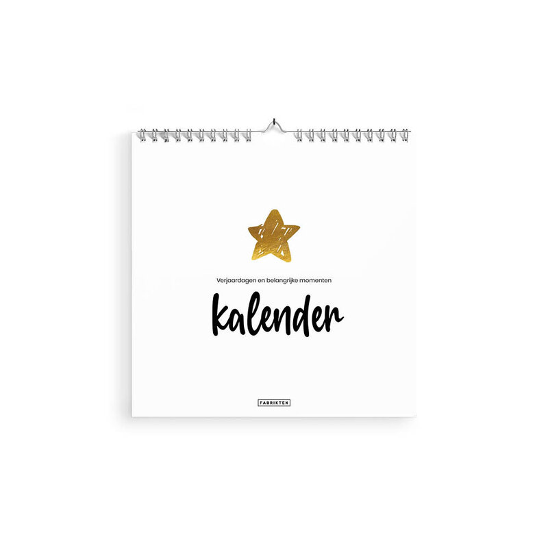 Duurzame verjaardagskalender Star 21x21 cm – Minimalistische vierkante kalender