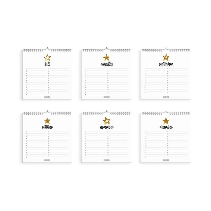 Duurzame verjaardagskalender Star 21x21 cm – Minimalistische vierkante kalender