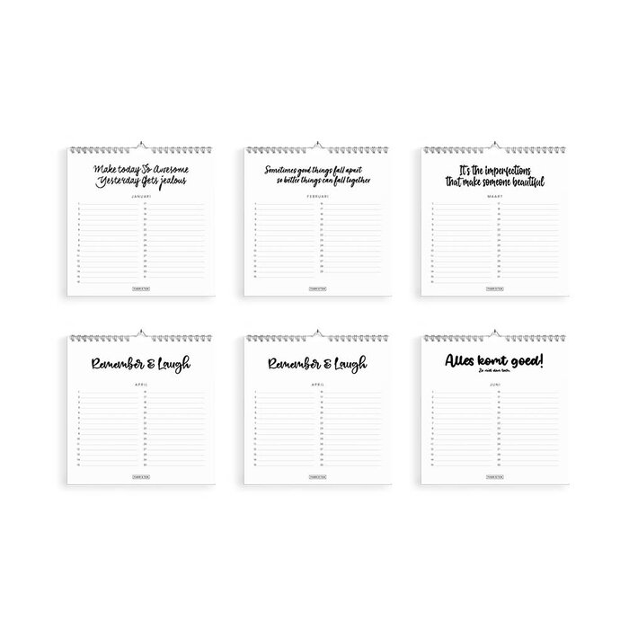 Duurzame verjaardagskalender Motivatie 21x21 cm – Minimalistische vierkante kalender
