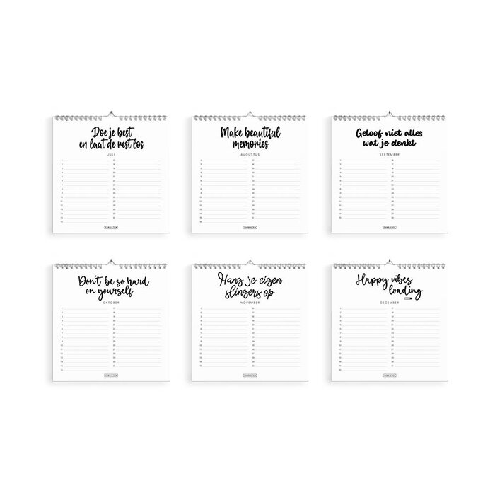 Duurzame verjaardagskalender Motivatie 21x21 cm – Minimalistische vierkante kalender