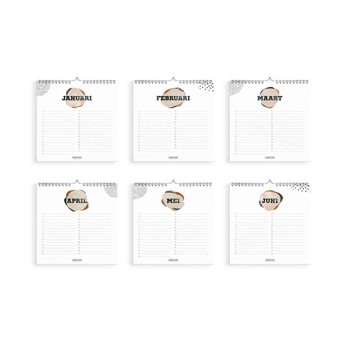 Duurzame verjaardagskalender Zen 21x21 cm – Minimalistische vierkante kalender