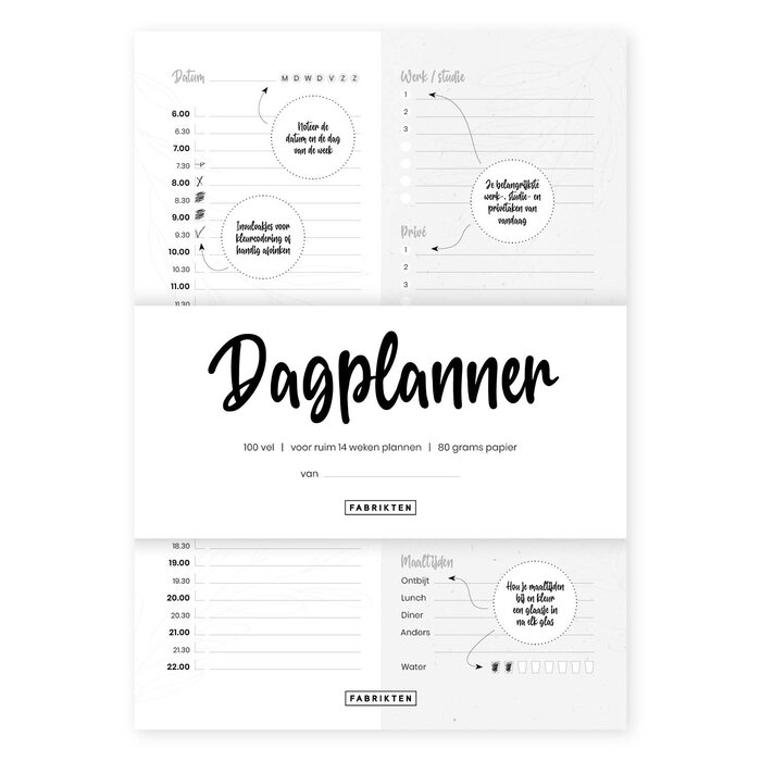 Dagplanner - zwart/wit - A5