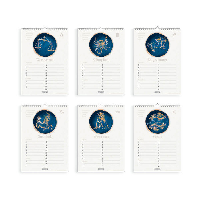Verjaardagskalender Sterrenbeelden A4