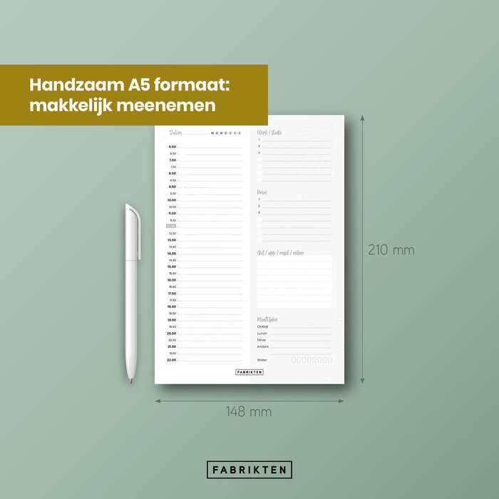 Dagplanner - zwart/wit - A5