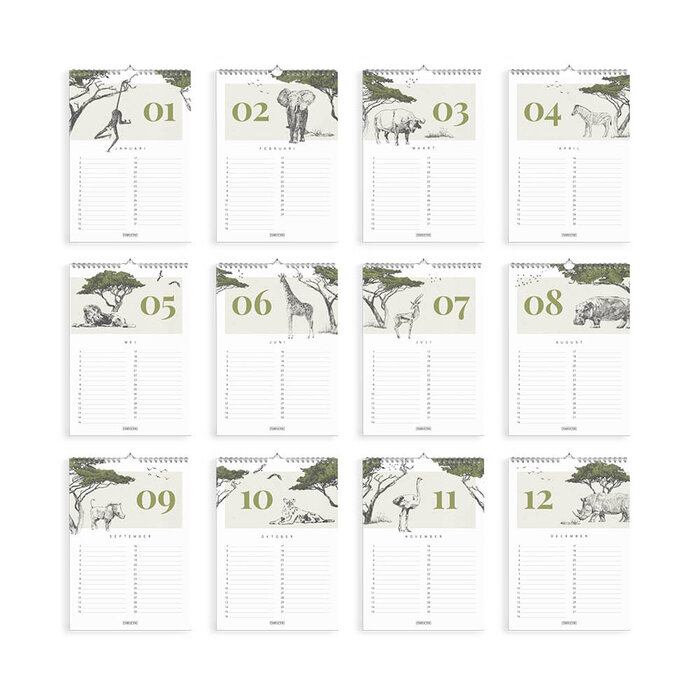 Verjaardagskalender Safari A4