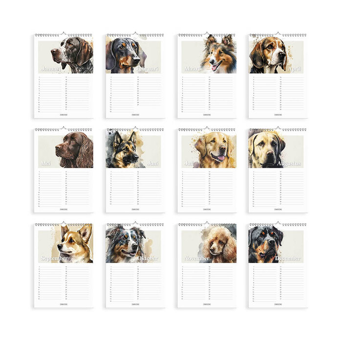 Verjaardagskalender Honden  A4