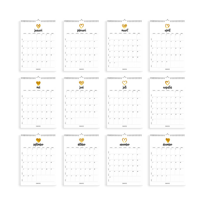 A4 Jaarkalender 2026 Love