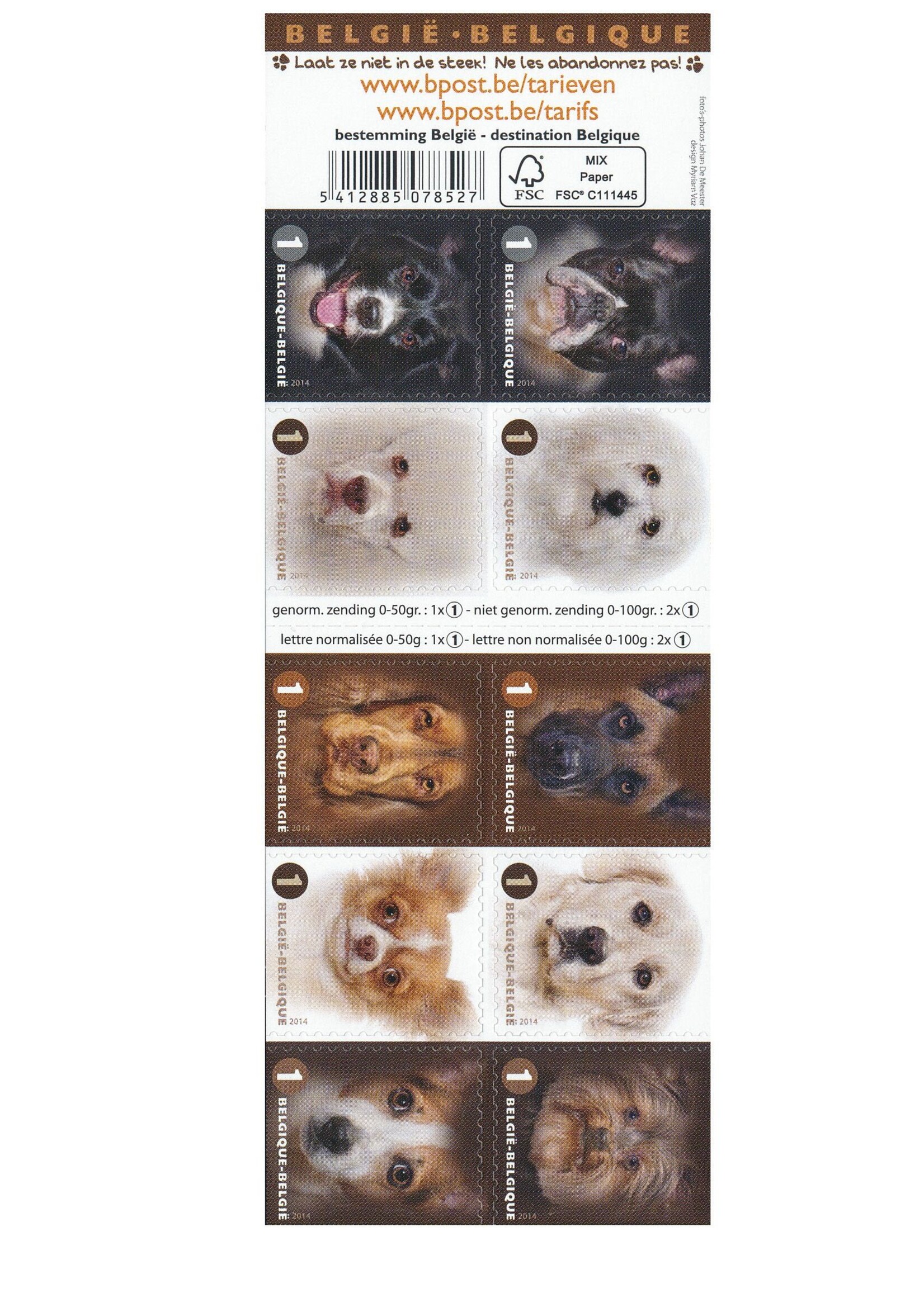 Thema Dieren 1 - Postzegelboekje met 10 zelfklevende postzegels  - Tarief 1, België
