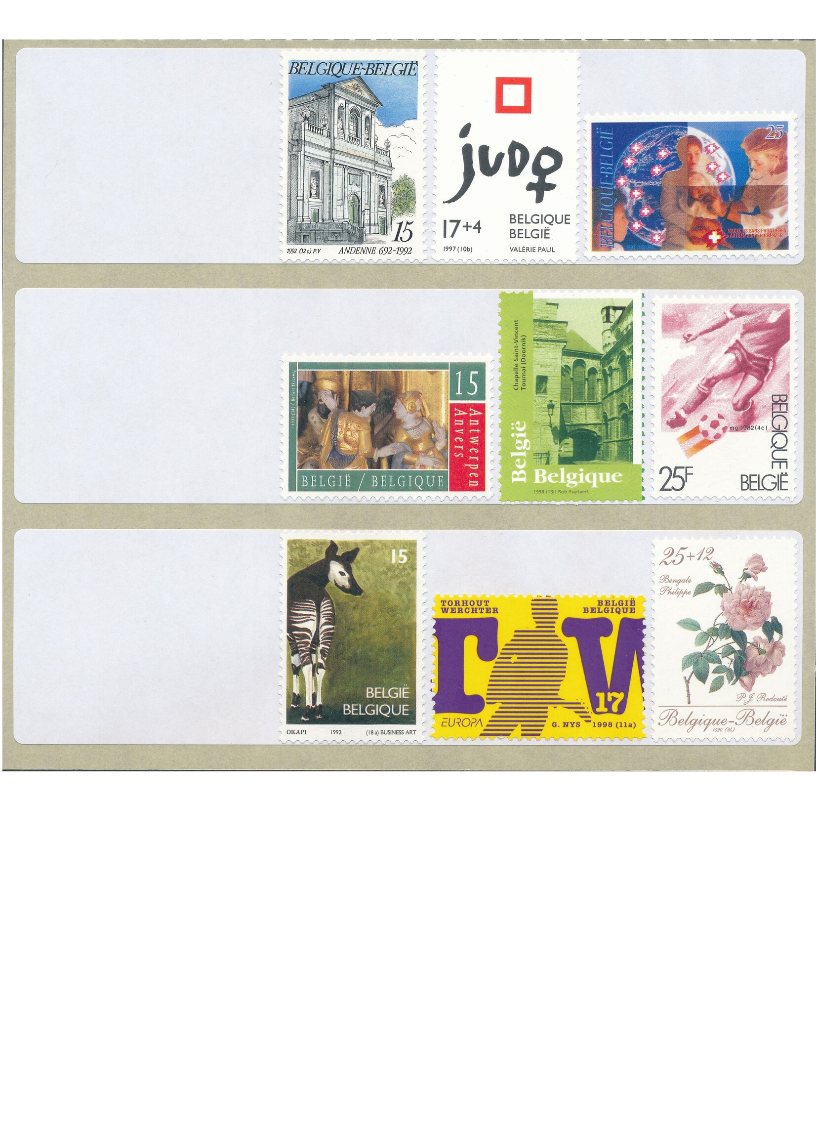 Paquet de test - Étiquettes postales (3 pièces) - Tarif 1, Belgique