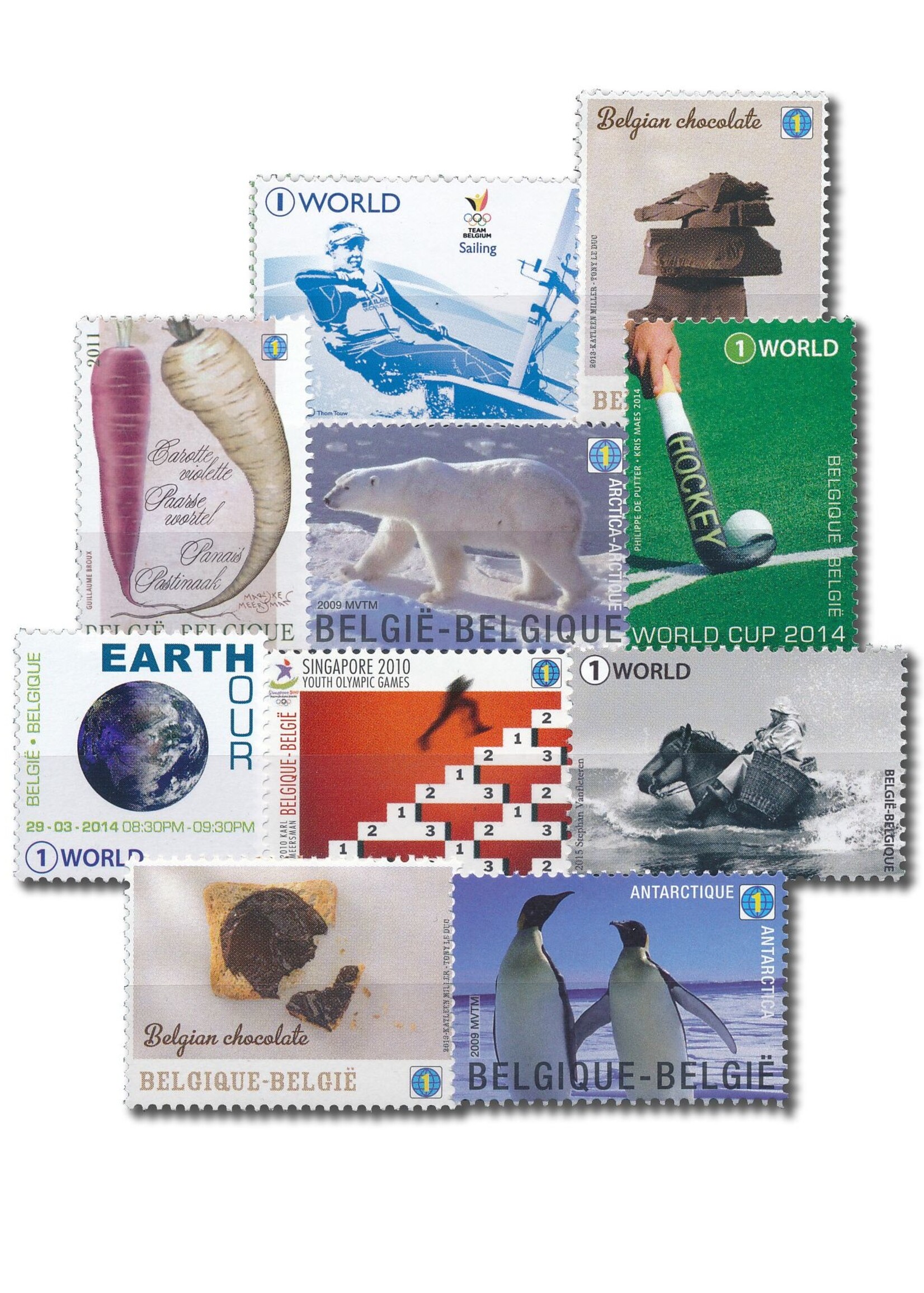 Timbres (par 10) - Tarif 1, Monde / World