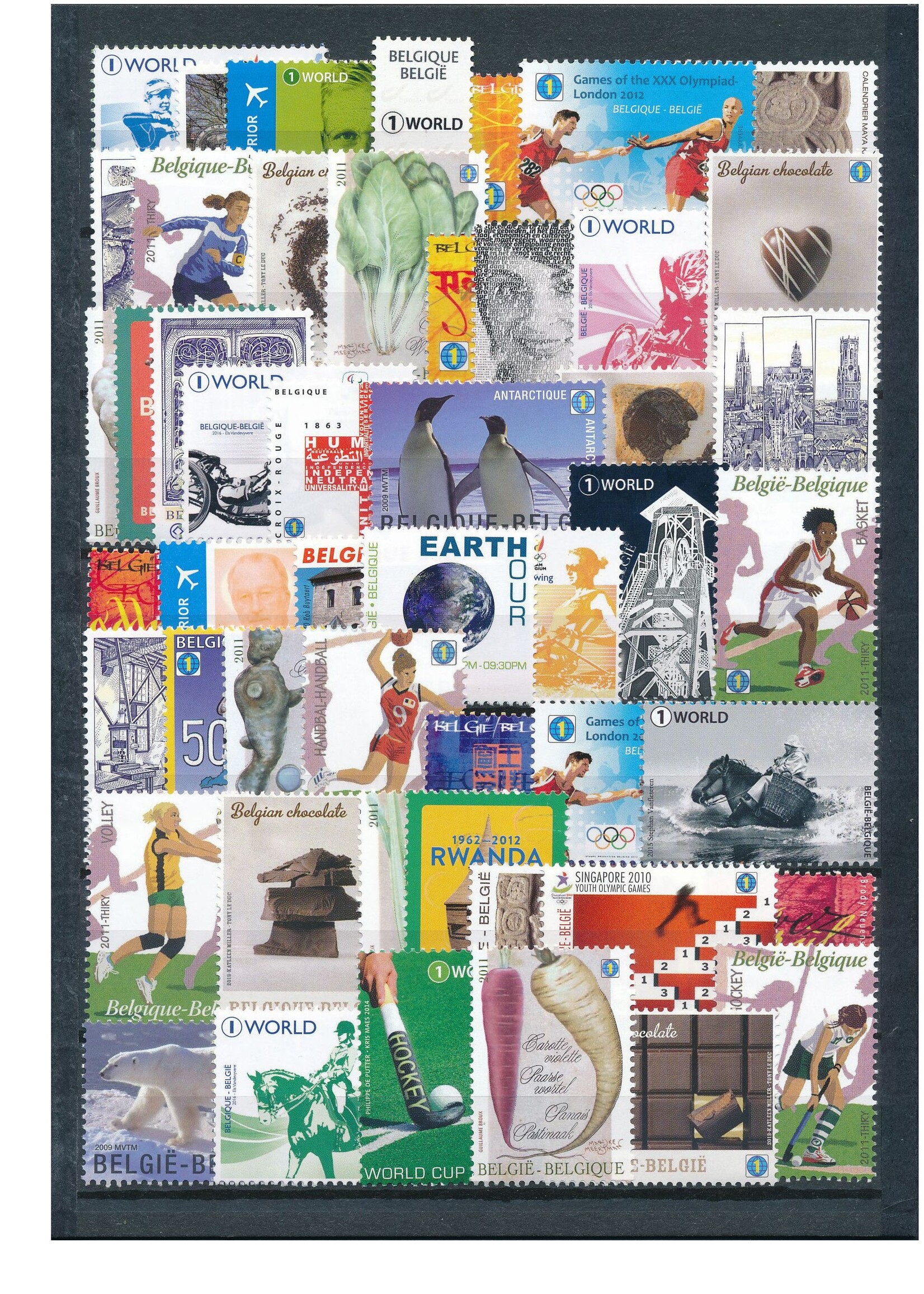 Timbres (par 10) - Tarif 1, Monde / World