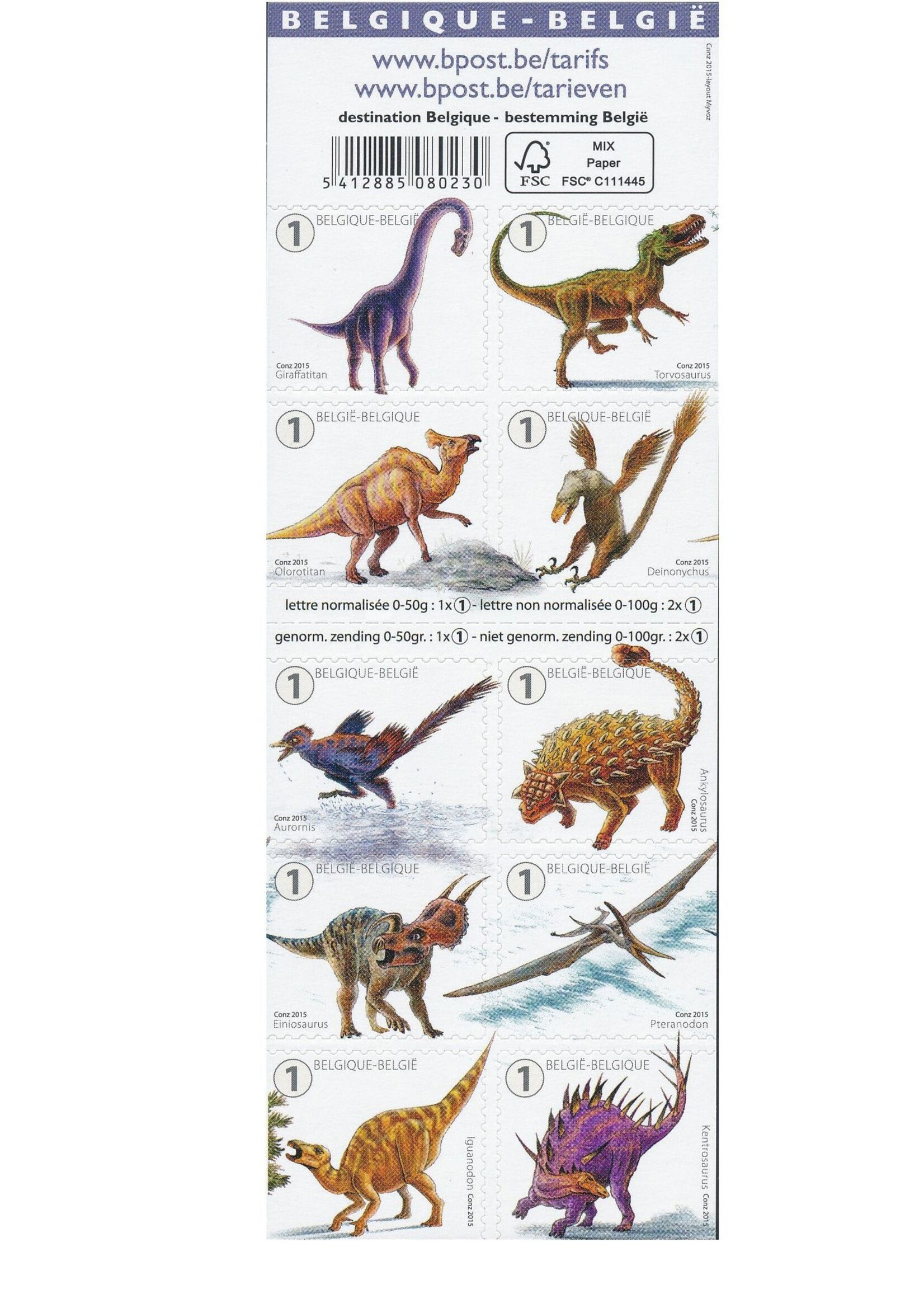 Theme Animals 2 - Booklet with 10 self-adhesive stamps - Rate 1, Belgium