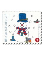 Bonhomme de neige - 10 timbres autocollants - Belgique