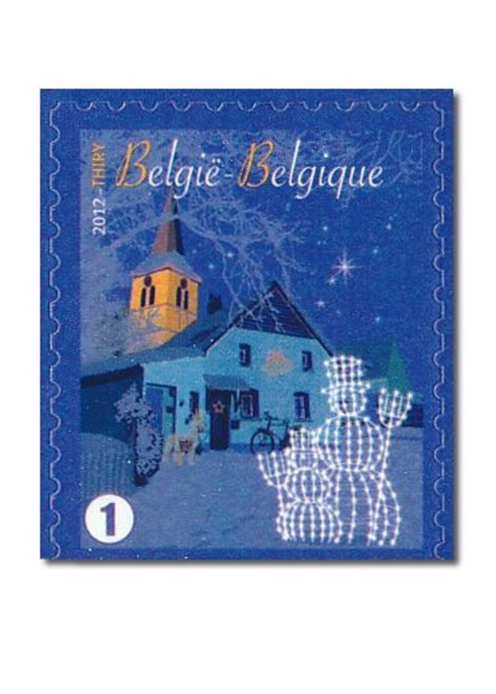 10 zelfklevende kerstzegels - Versierd huis - Tarief 1, België