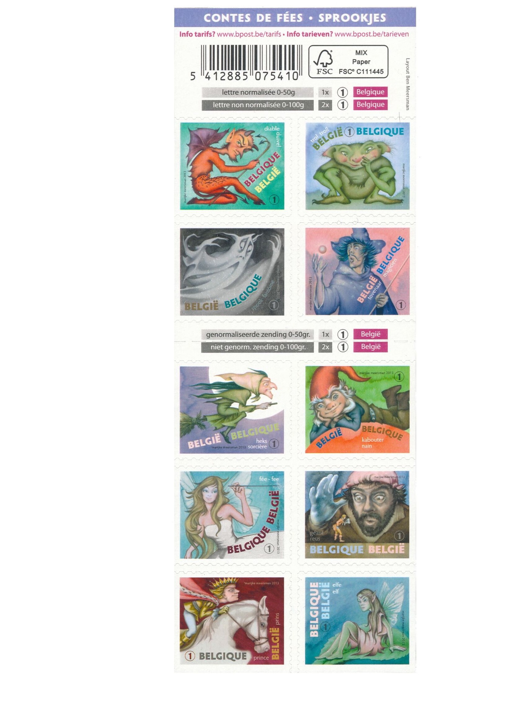 Thema Fantasie - Postzegelboekje met 10 zelfklevende postzegels  - Tarief 1, België