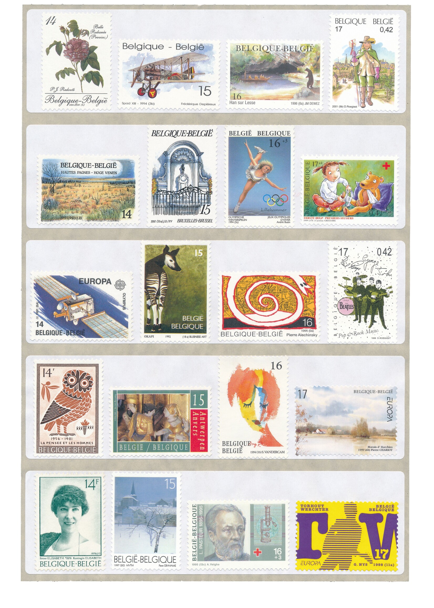 Étiquettes postales (par 10) - Tarif 1, Belgique