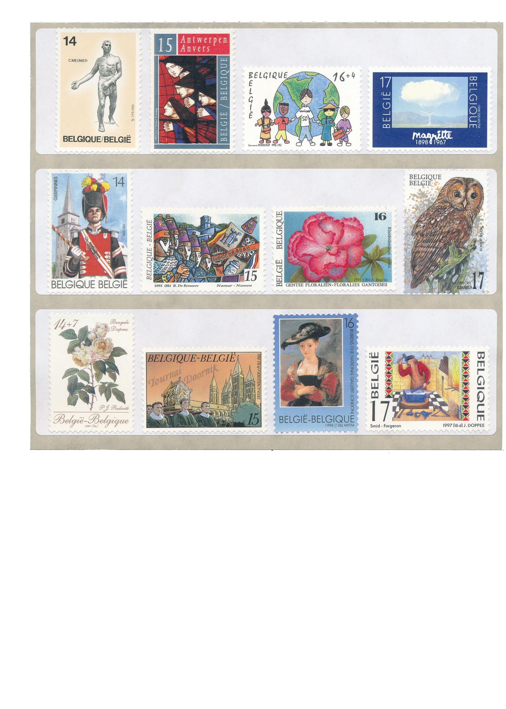Paquet de test - Étiquettes postales (3 pièces) - Tarif 1, Belgique
