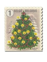 Sapin dans la neige - 10 timbres autocollants - Belgique