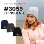 Headwear WINTERACTIE: Acrylic Beanie With 3M Thinsulate Lining With Roll Up 3059 incl borduring