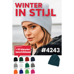 Headwear WINTERACTIE: Acrylic Beanie With Roll Up 4243 incl borduring