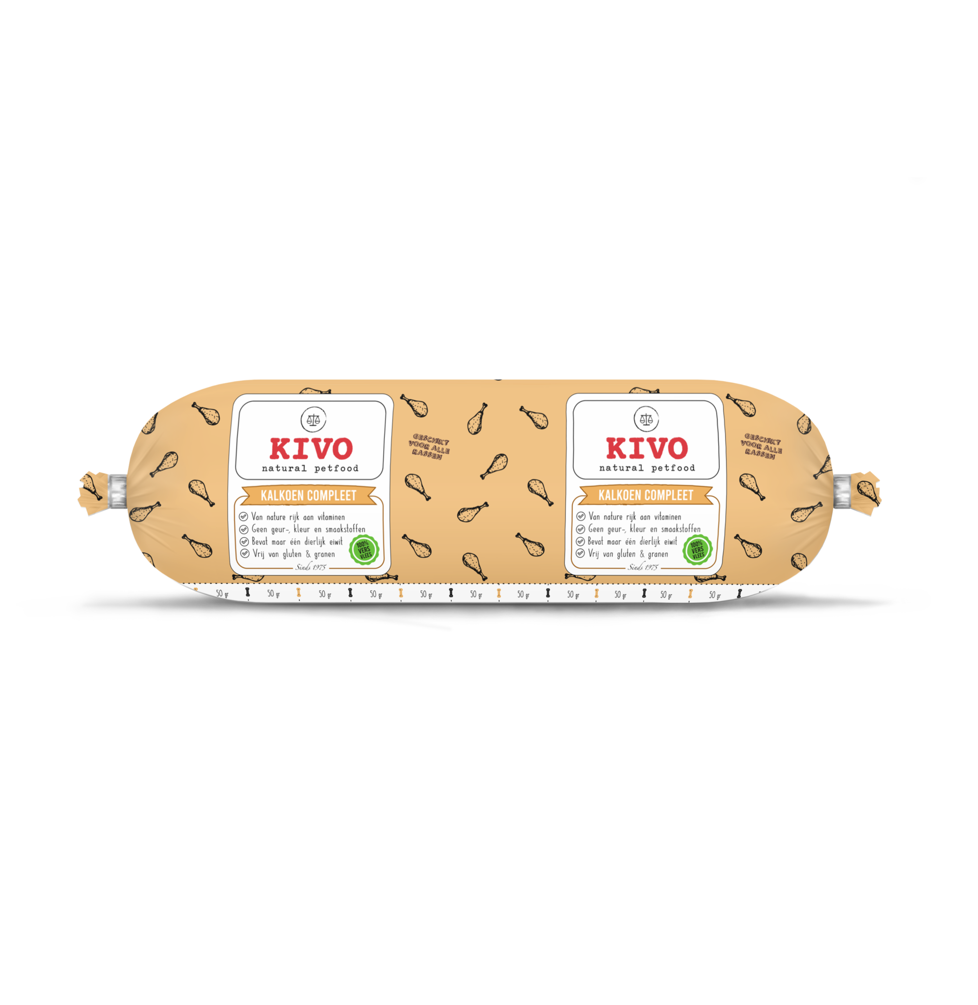 Kivo Kalkoen Compleet 500 g worst