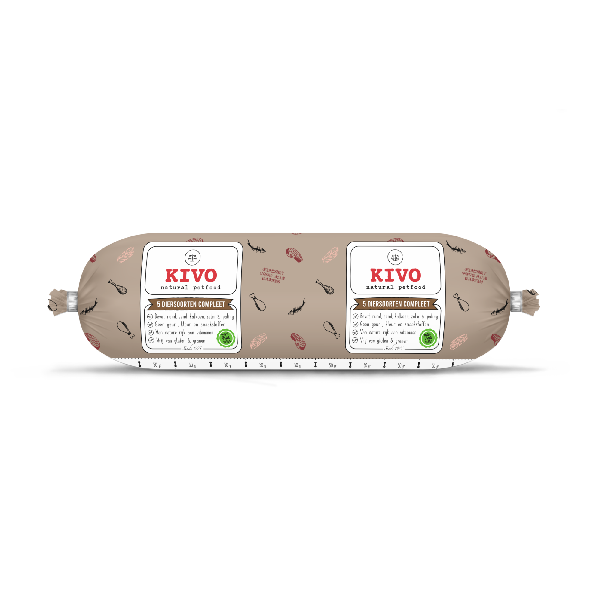 Kivo 5 Diersoorten Compleet 500 g worst