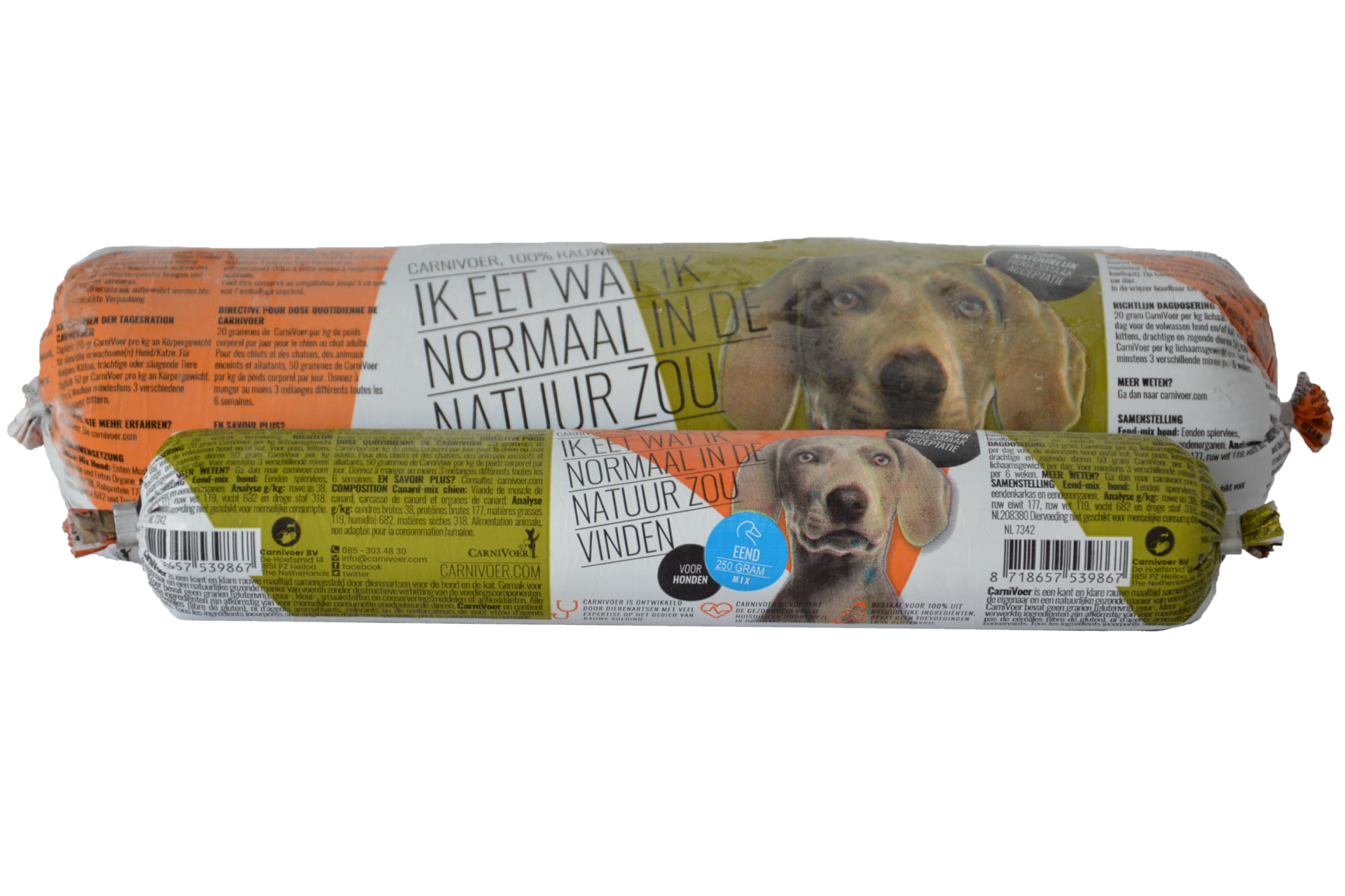 Carnivoer KVV Eend-mix 250 g worst