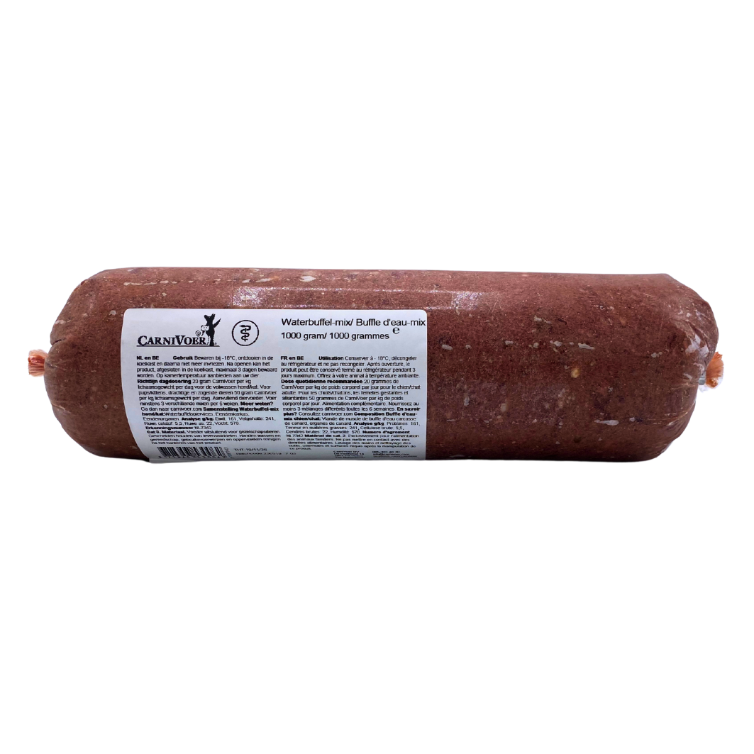 Carnivoer KVV Waterbuffel-mix 1000 g worst