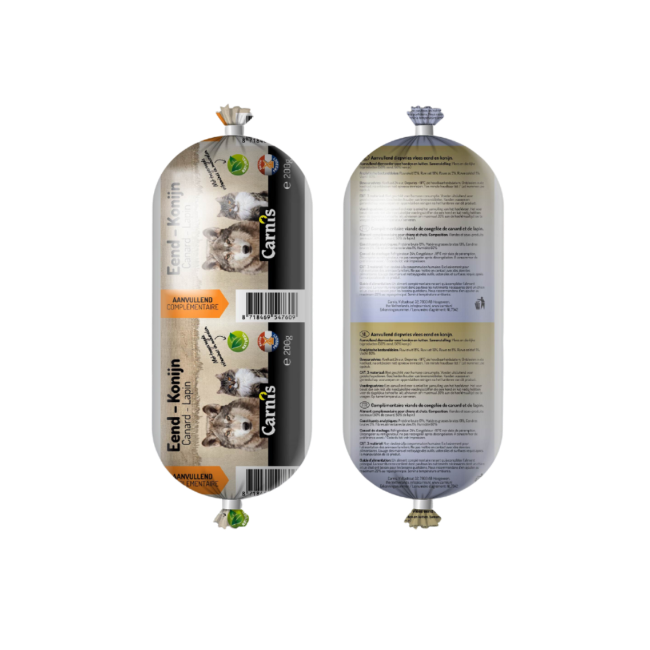 Carnis Aanvullend diepvries vlees Eend en Konijn 500 g worst