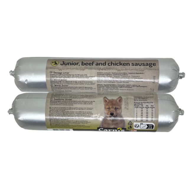 Carnis gestoomde worst Junior, Rund en Kip 400 g