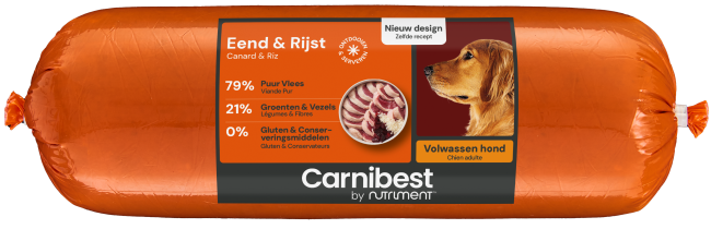 Carnibest Eend & rijst 500 g worst