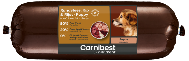 Carnibest Rundvlees, Kip & rijst Puppy 1000 g worst