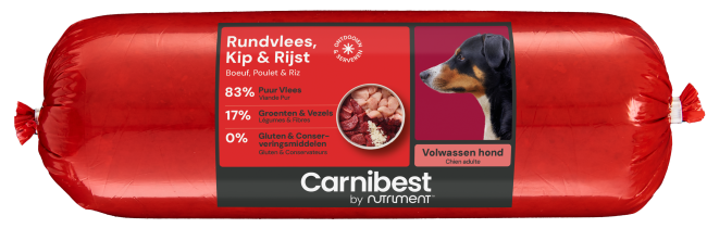 Carnibest Rundvlees, Kip & rijst 500 g worst