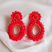 Earring Red Beads Pin